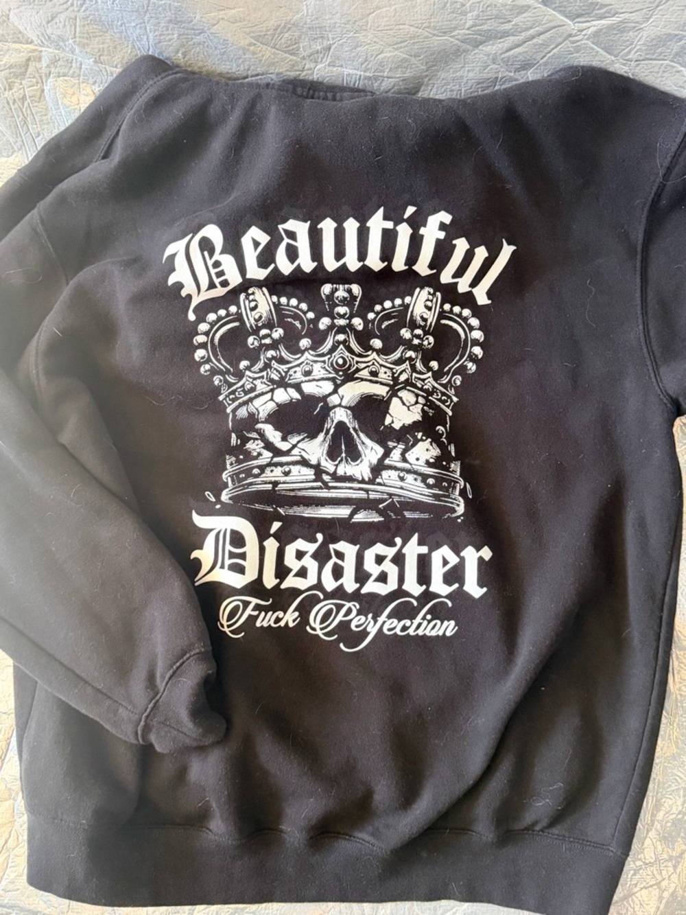 Beautiful Disaster Black POCKETED HOODIE size XL F PERFECTION